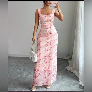 Pink Floral Sleeveless Dress NWOT SIZE LARGE